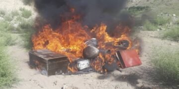 بدخشان ولایتیده طالبان تامانیدن موسیقه اسباب‌لری آلاو بېریلدی