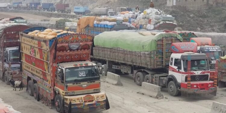 افغانستان سوداگرلیک محصولاتلری یوکلنگن کمیده ایکی مینگ موتر پاکستانده تۉختهتیلگن