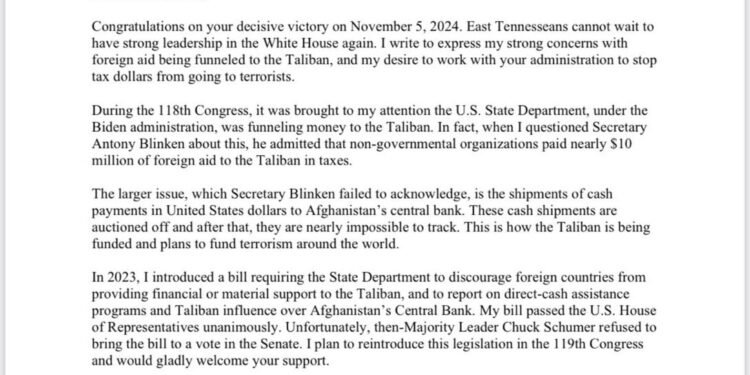 تیم بورچت امریکانینگ افغانستان‌گه بۉلگن مالی یاردمی تۉخته‌تیلیشینی سۉره‌دی